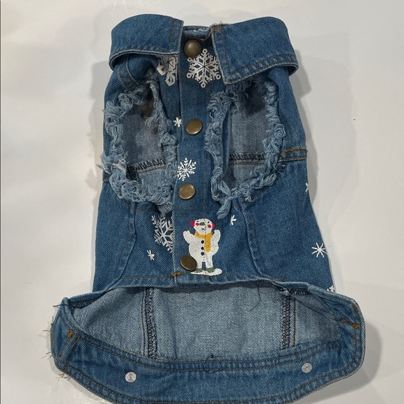 Denim Dog Vest with Snowman Embroidery - Picture 1 of 3